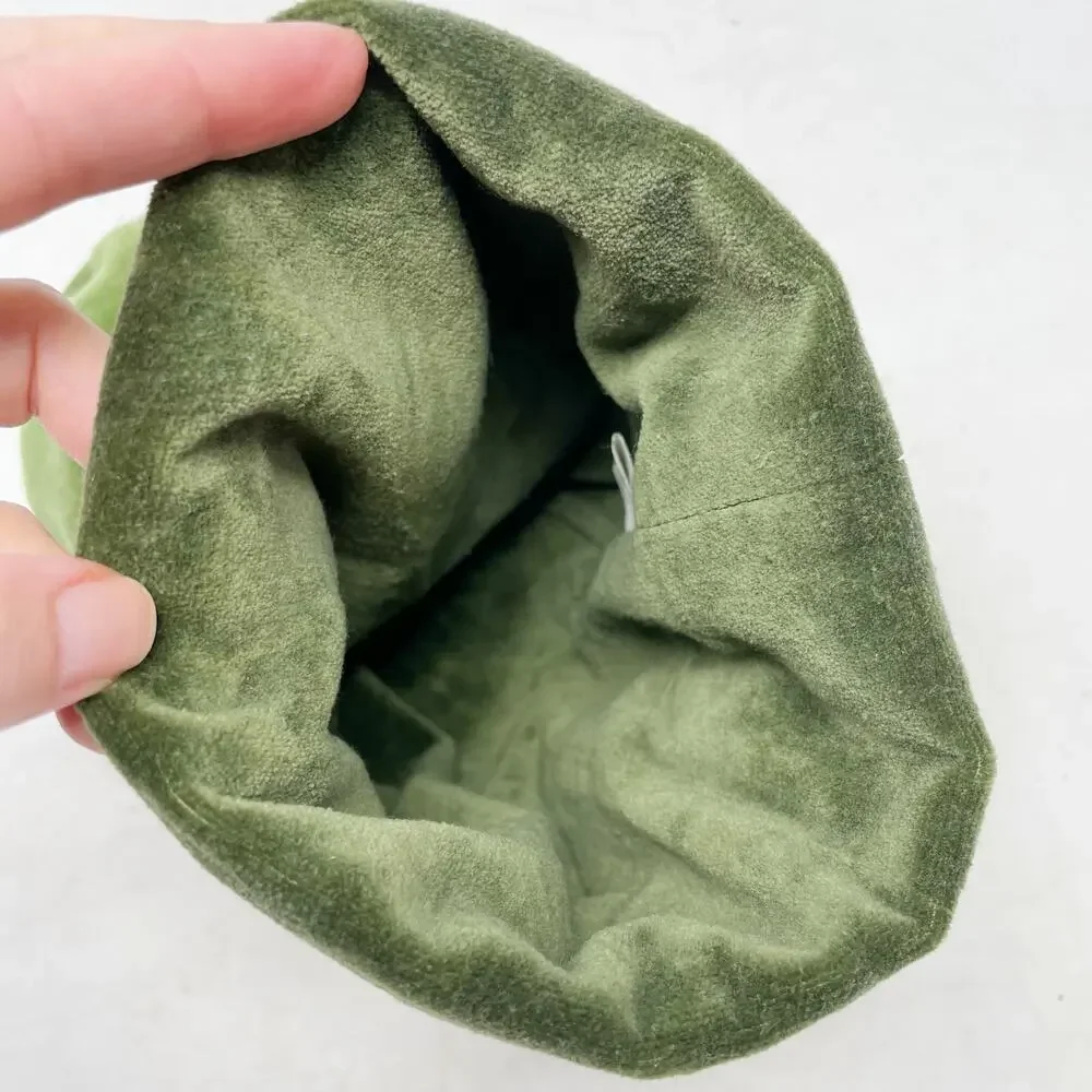 Pottery Barn Green Velvet Fabric Wine Bottle Holder Hostess Gift